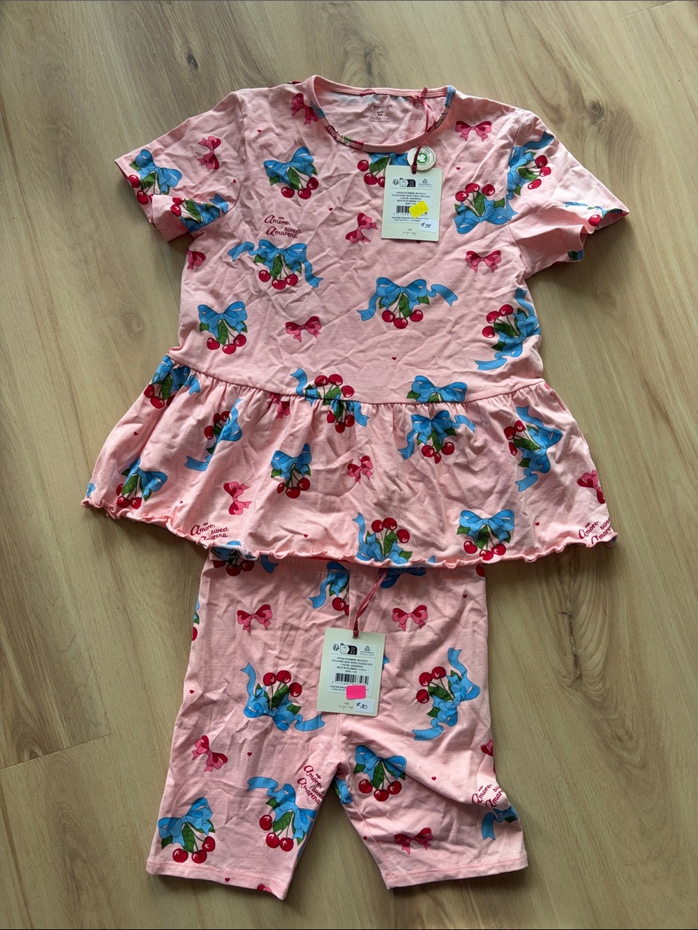 NWT Girls' Konges Slojd Pink Cherry Bow Set